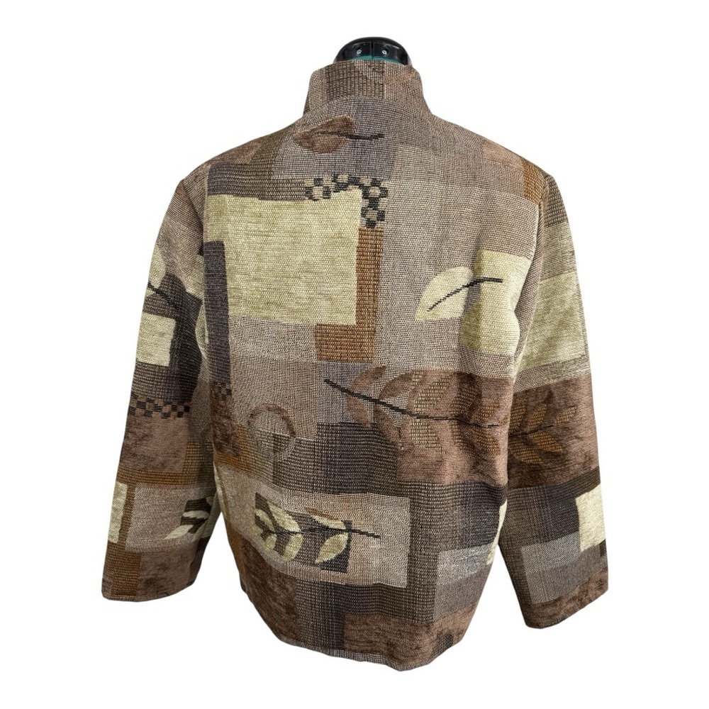 Vintage Patchwork Button Front Jacket Brown Beige… - image 3